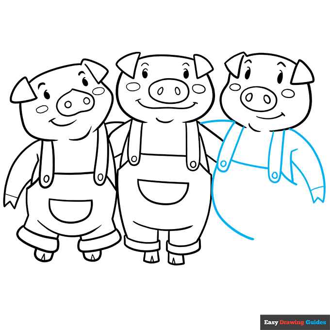 Three Little Pigs step-by-step drawing tutorial: step 8