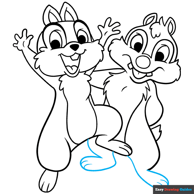 Chip and Dale step-by-step drawing tutorial: step 9