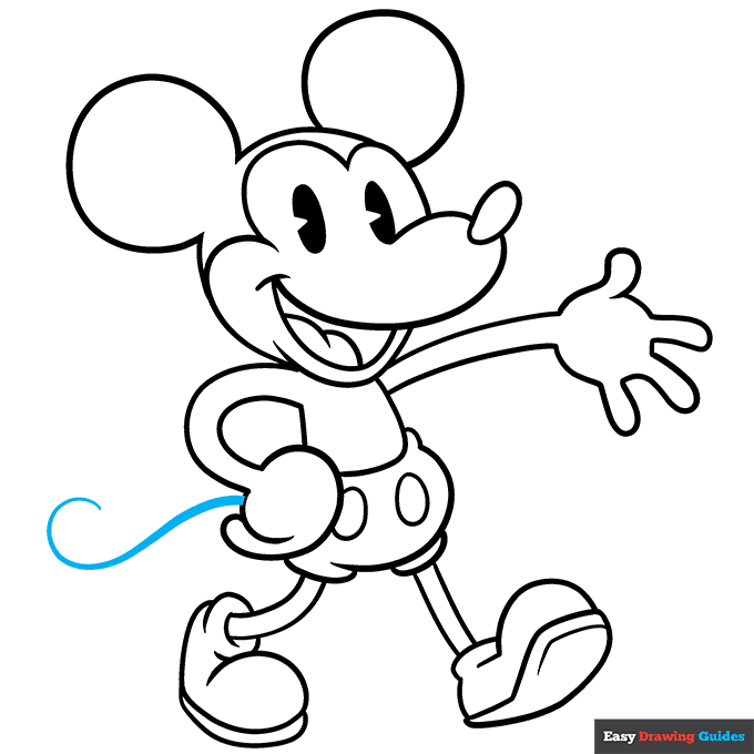 Classic Mickey Mouse step-by-step drawing tutorial: step 9