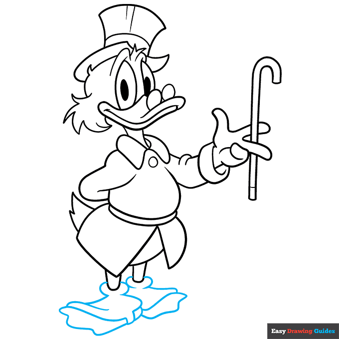 Scrooge McDuck step-by-step drawing tutorial: step 9