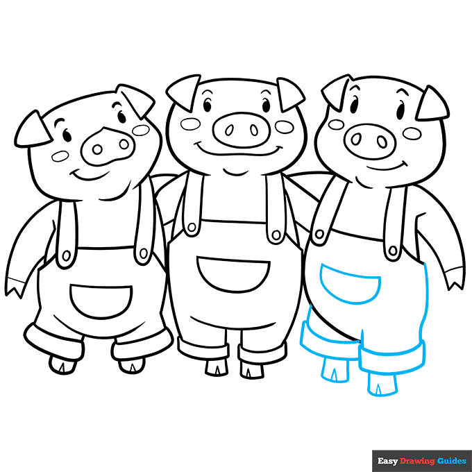 Three Little Pigs step-by-step drawing tutorial: step 9