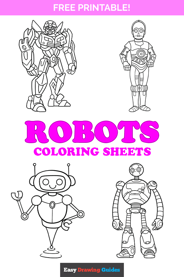 Free printable robots coloring pages - pinterest image