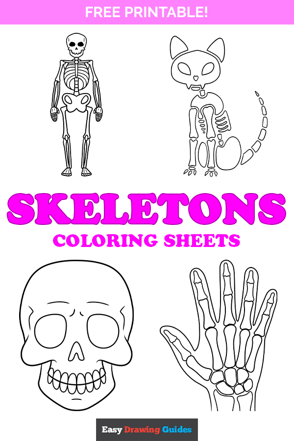 Free printable skeletons coloring pages - pinterest image