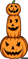 How to Draw Stacked Halloween Pumpkins