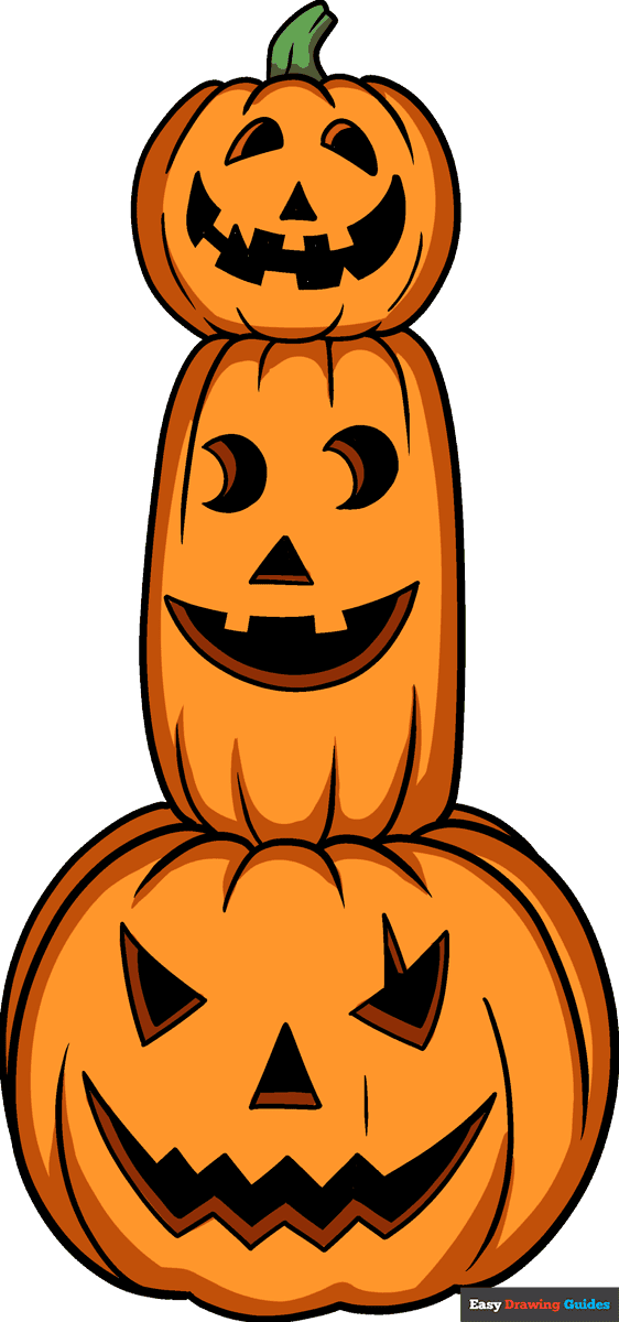 How to Draw Stacked Halloween Pumpkin Featured Image