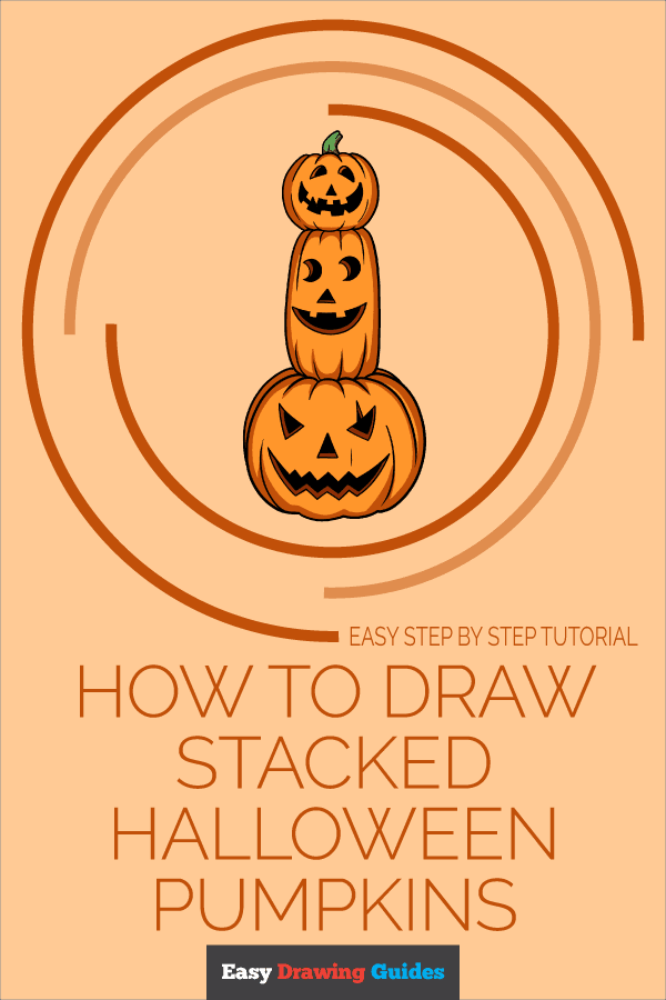 How to Draw Stacked Halloween Pumpkin Pinterest Image