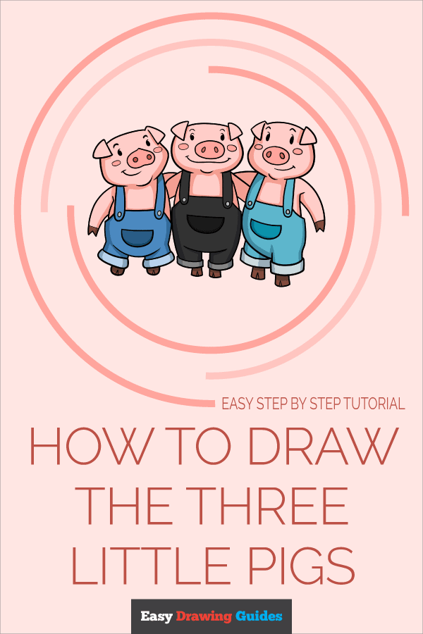 How to Draw the Three Little Pigs Pinterest Image