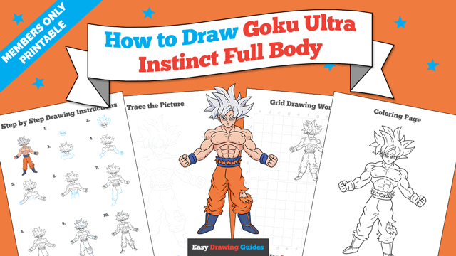 How to Draw Goku Ultra Instinct Full Body Printable Thumbnail