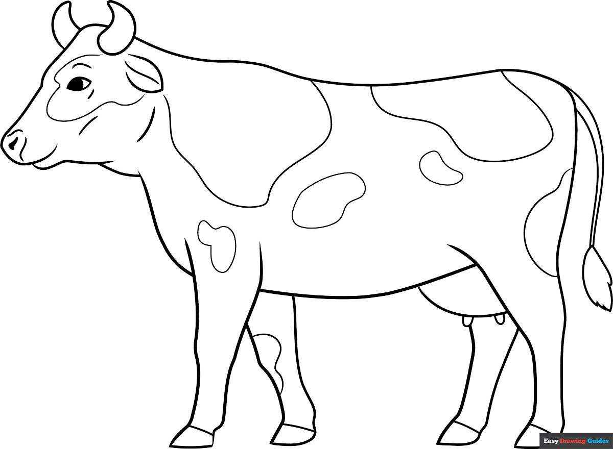 Free printable Easy Realistic Cow coloring page