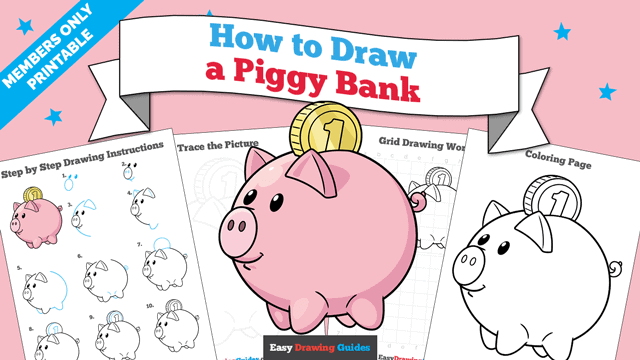 How to Draw a Piggy Bank Printable Thumbnail Image