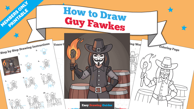 How to Draw Guy Fawkes Printable Thumbnail Image