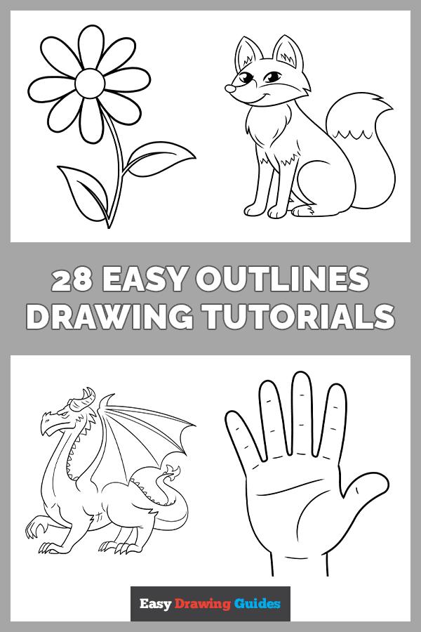28 Easy Outlines Drawing Tutorials Pinterest Image