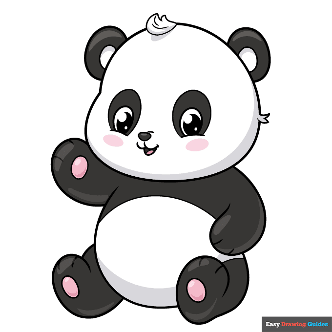 cute panda step-by-step drawing tutorial: step 10