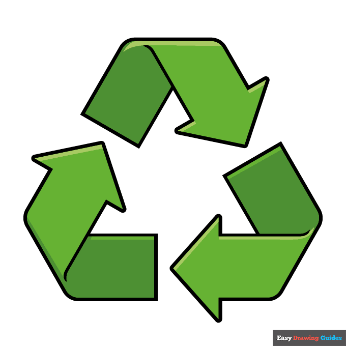 recycling symbol step-by-step drawing tutorial: step 10