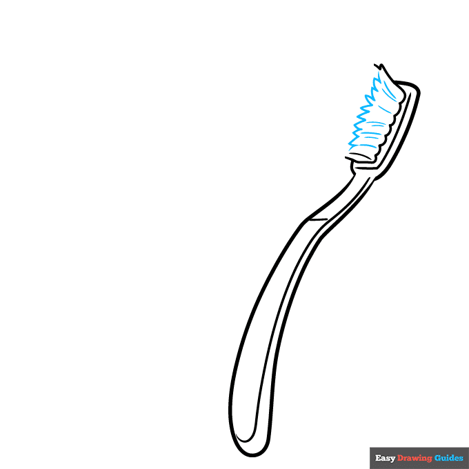 Toothbrush and Toothpaste bank step-by-step drawing tutorial: step 4