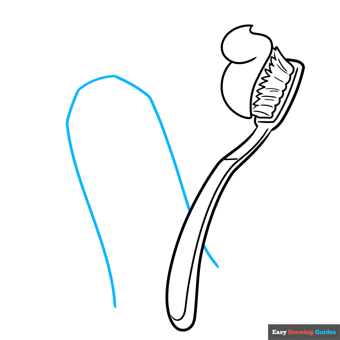Toothbrush and Toothpaste bank step-by-step drawing tutorial: step 6