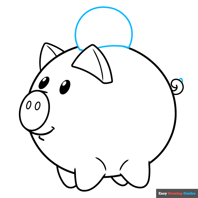 piggy bank step-by-step drawing tutorial: step 7
