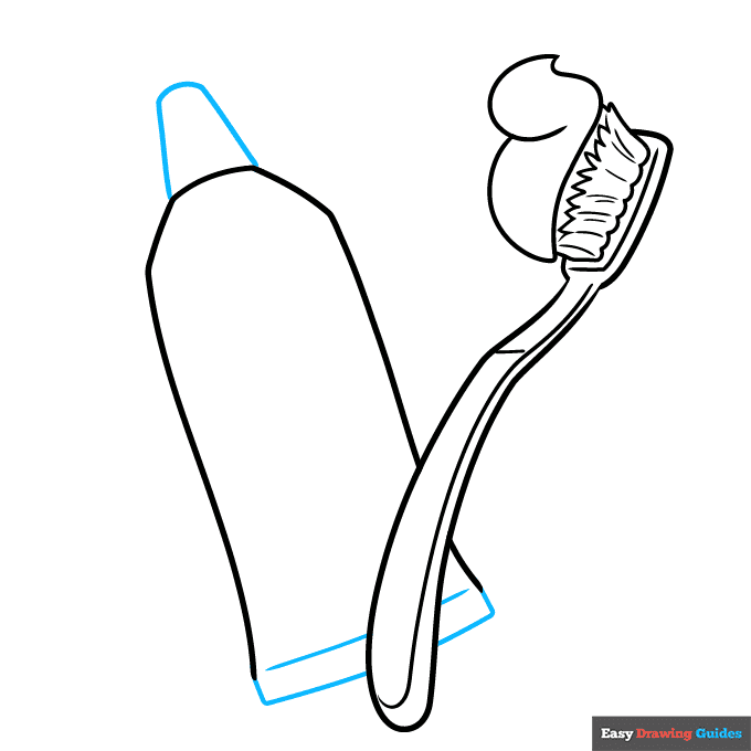 Toothbrush and Toothpaste bank step-by-step drawing tutorial: step 7