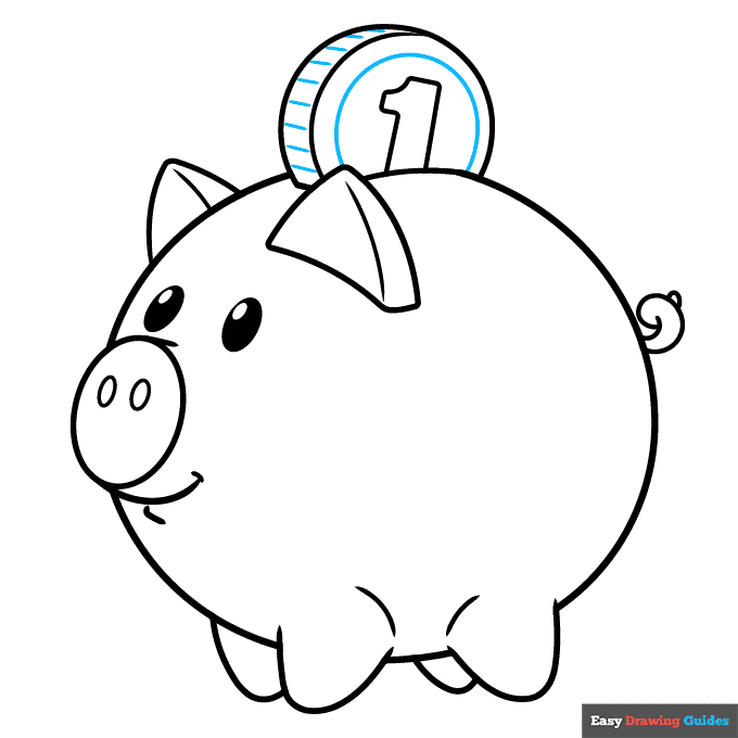 piggy bank step-by-step drawing tutorial: step 9
