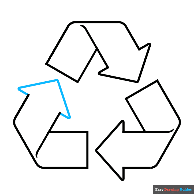 recycling symbol step-by-step drawing tutorial: step 9
