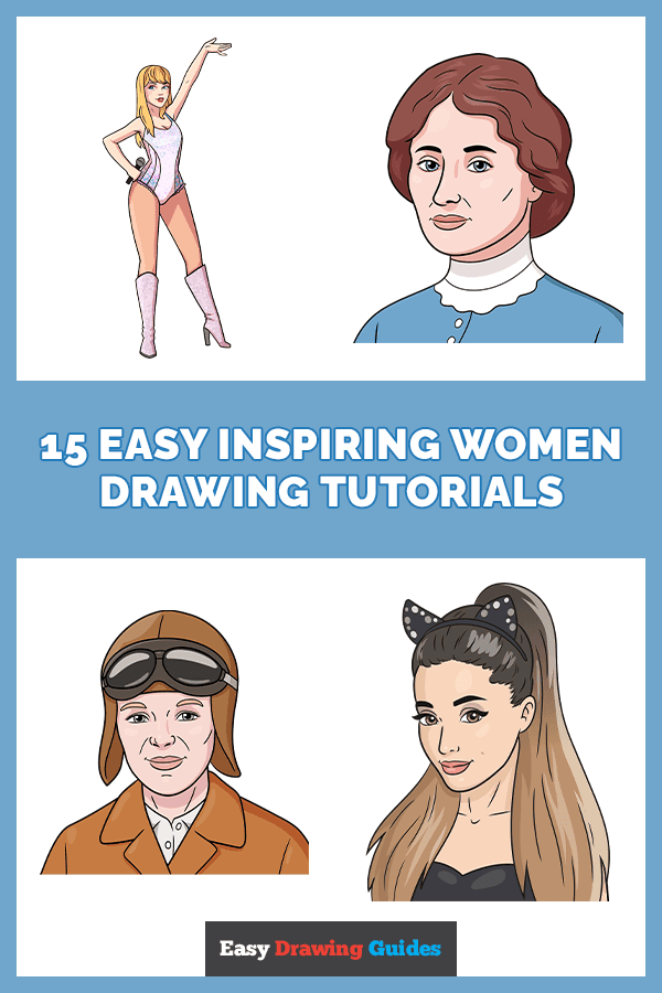 15 Easy Inspiring Women Drawing Tutorials Pinterest Image