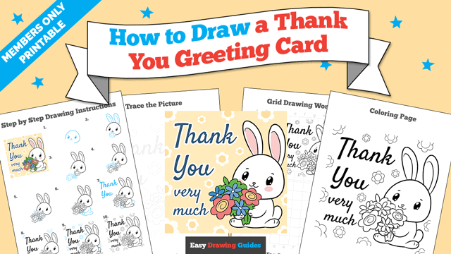 How to Draw a Thank You Greeting Card Printable Thumbnail