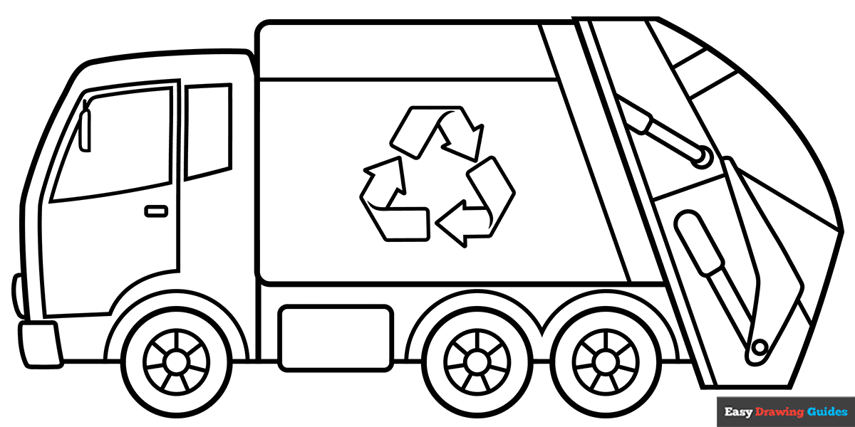 How to Draw a Garbage Truck Coloring Page