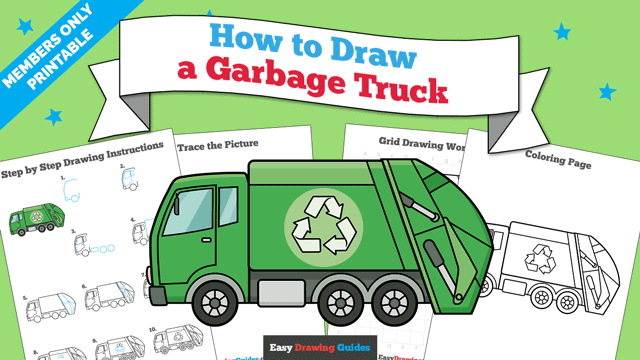 How to Draw a Garbage Truck Printable Thumbnail Image