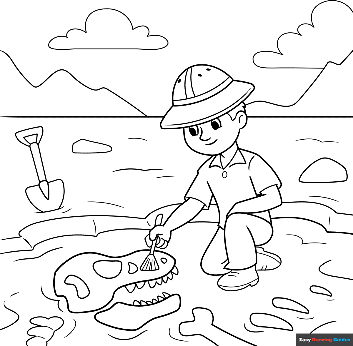 How to Draw an Archaeologist Coloring Image