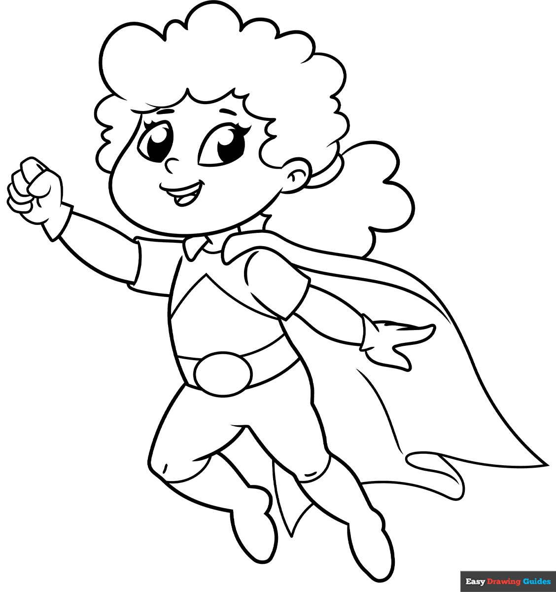 How to Draw a Girl Superhero Coloring Image