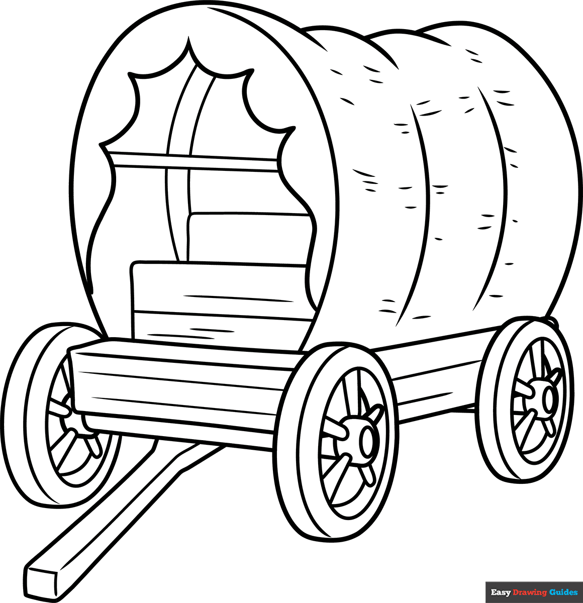 How to Draw a Pioneer Wagon Coloring Image