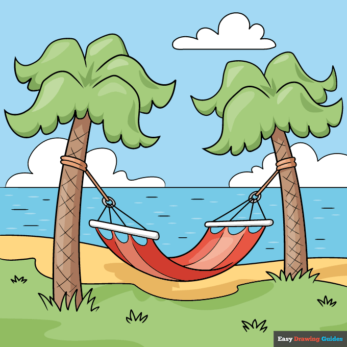 hammock step-by-step drawing tutorial: step 10