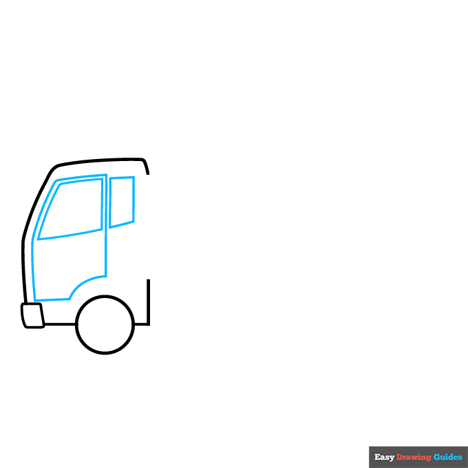 garbage truck step-by-step drawing tutorial: step 2