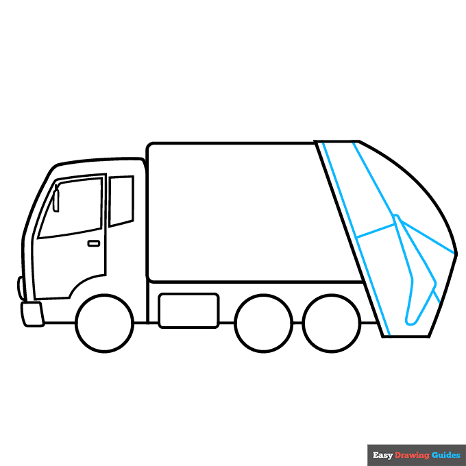 garbage truck step-by-step drawing tutorial: step 5