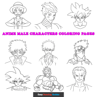 Free Anime Male Characters Coloring Pages for Kids - 24 Printable Sheets