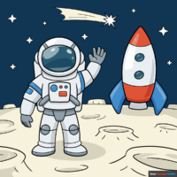 How to Draw an Astronaut Moon Walk