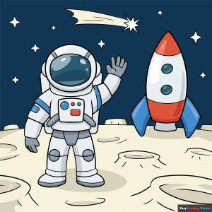 How to Draw an Astronaut Moon Walk Featured Image