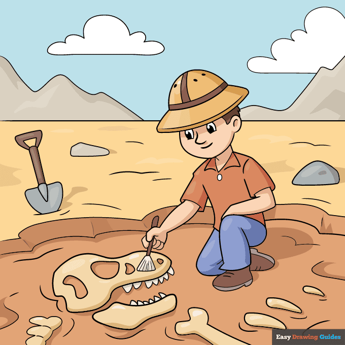 archaeologist step-by-step drawing tutorial: step 10