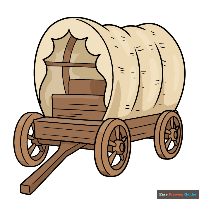 Pioneer Wagon step-by-step drawing tutorial: step 10