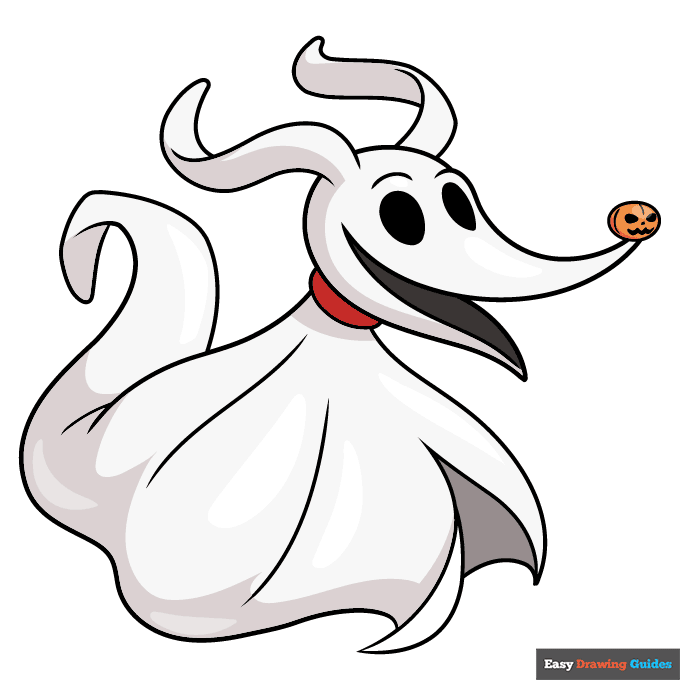 zero from nightmare before christmas step-by-step drawing tutorial: step 10