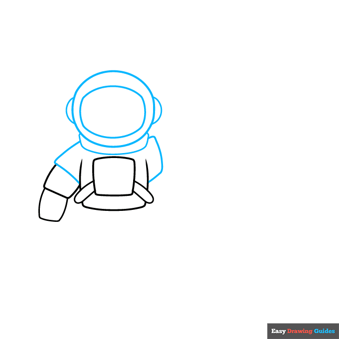Astronaut Moon Walk step-by-step drawing tutorial: step 2