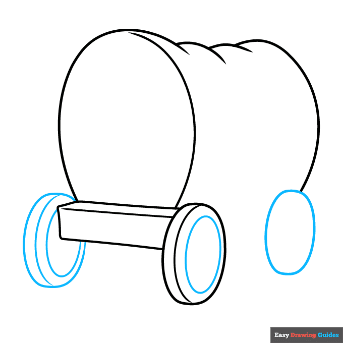 Pioneer Wagon step-by-step drawing tutorial: step 3