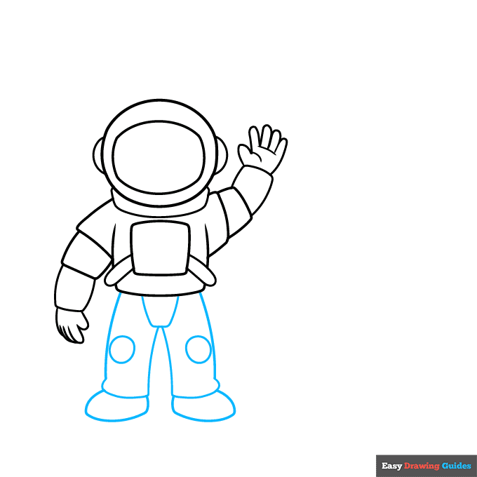 Astronaut Moon Walk step-by-step drawing tutorial: step 4