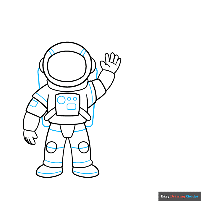 Astronaut Moon Walk step-by-step drawing tutorial: step 5