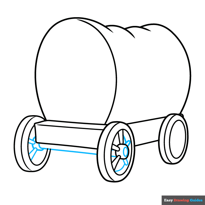 Pioneer Wagon step-by-step drawing tutorial: step 5