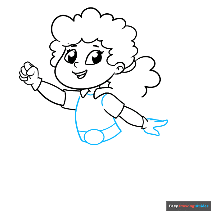 girl superhero step-by-step drawing tutorial: step 6