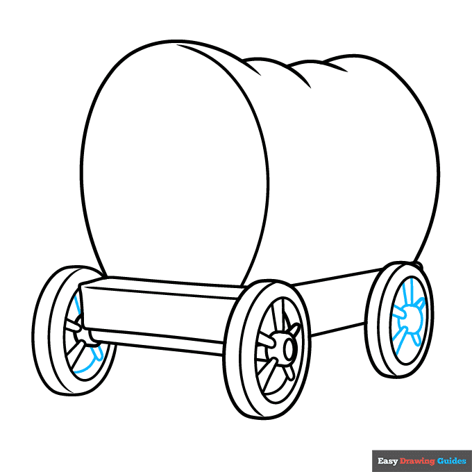 Pioneer Wagon step-by-step drawing tutorial: step 6
