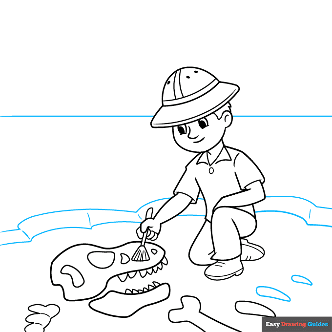 archaeologist step-by-step drawing tutorial: step 7