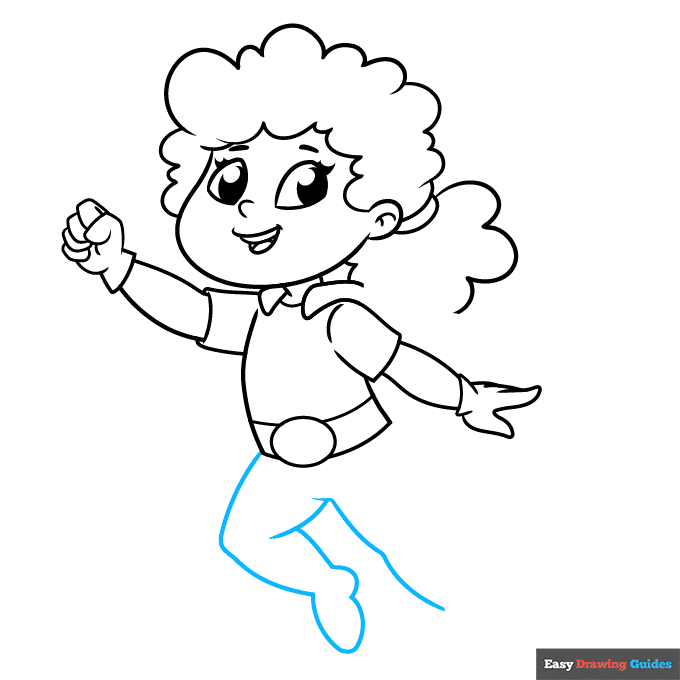 girl superhero step-by-step drawing tutorial: step 7