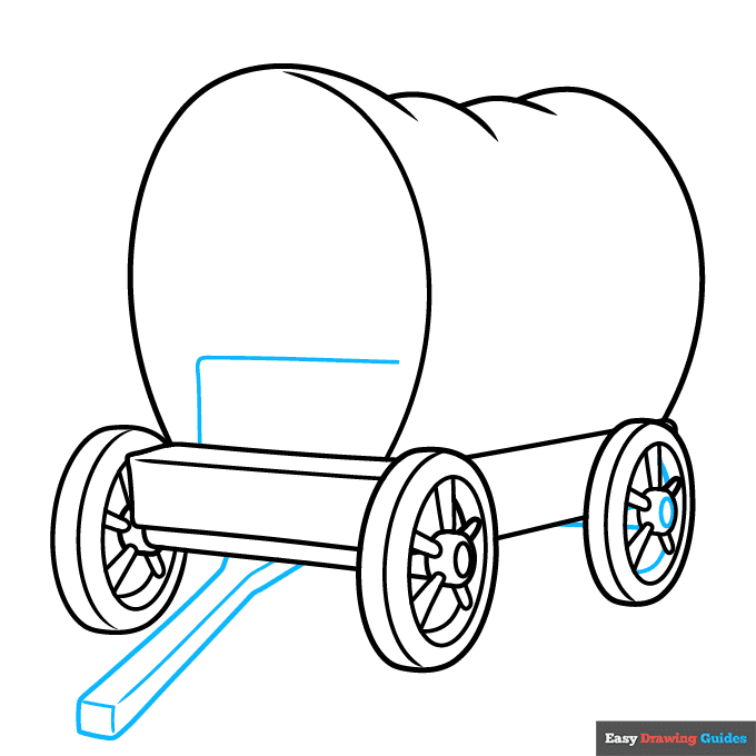 Pioneer Wagon step-by-step drawing tutorial: step 7